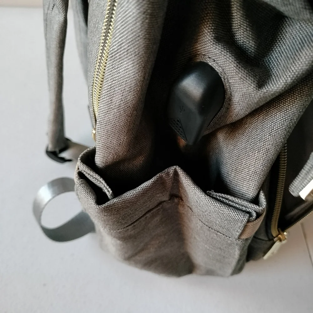 Pofunuo Love Mommy Large gray baby Diaper bag backpack Travel